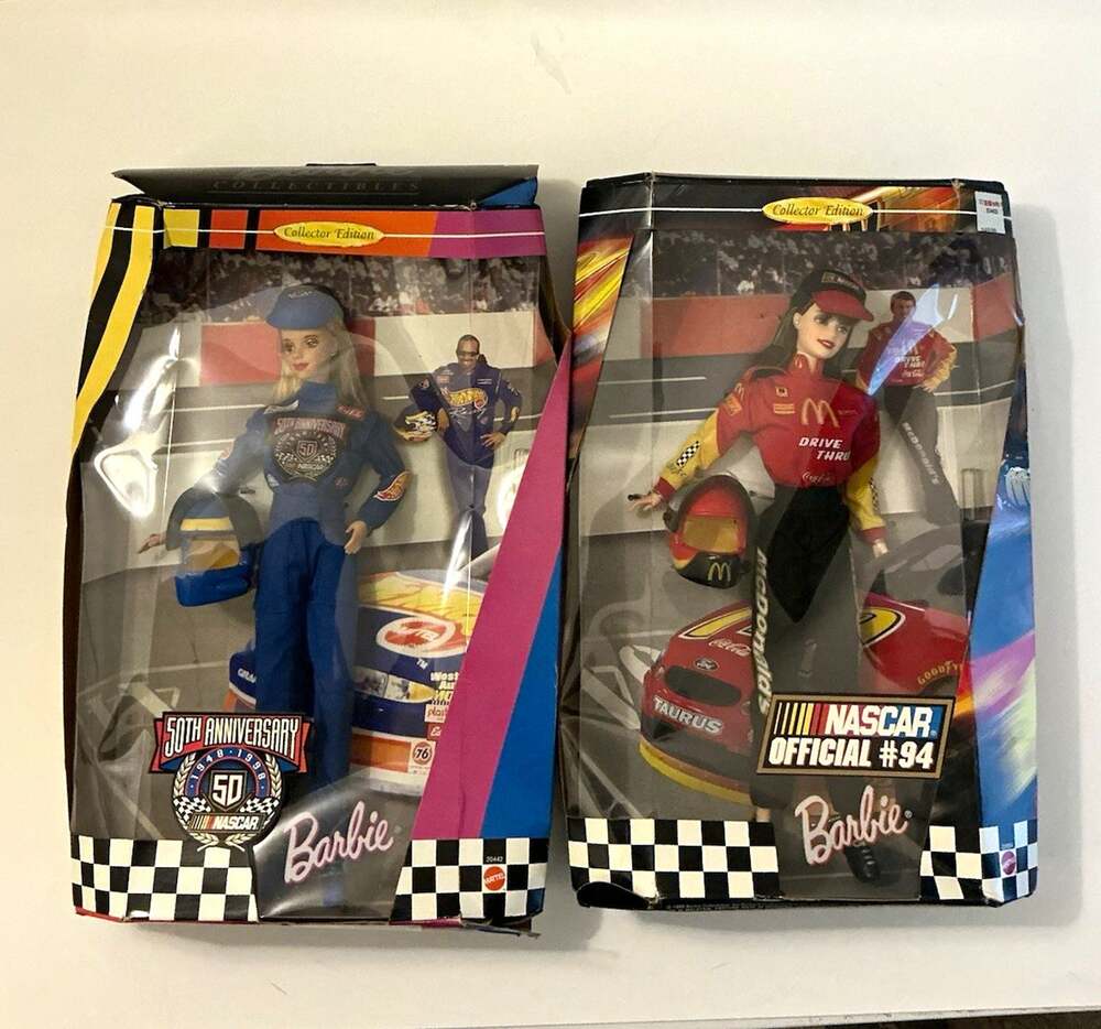 Barbie Collectibles NASCAR Collector Edition Fashion Dolls Lot of 2 12in 1999
